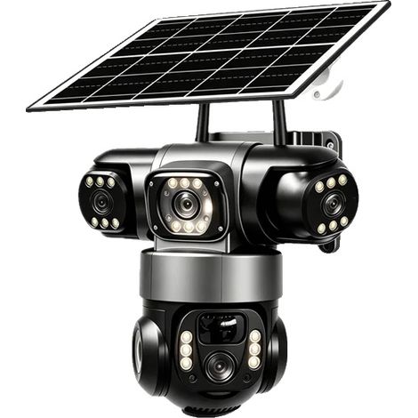 Cámara de seguridad, triple lente, alimentación solar, módulo de cámara 4G, 128 GB (1/2)