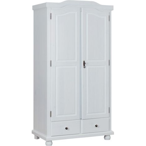 Armoire 2 Portes & 2 Tiroirs "Cama" 198cm Blanc (1/5)