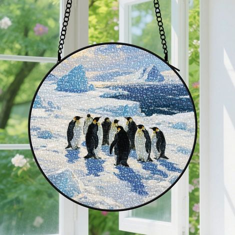 Suspension en vitrail - Attrape-soleil minimaliste élégant, décoration fenêtre jardin, cadeau Anniversaire pour femme, homme, famille 9cm (1/5)