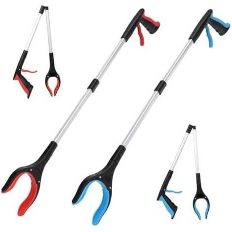 Set aus 2 Greifhilfen für Senioren, 83 cm, mit magnetischen Spitzen und um 360° drehbarem Kopf, ergonomischer, rutschfester Krallengreifer, - (1/5)