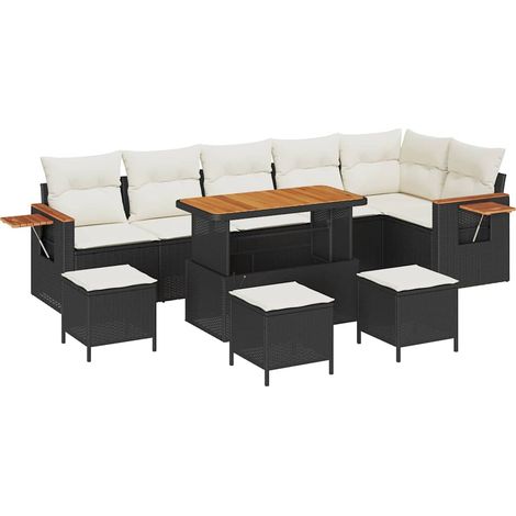 Maison Exclusive - Set Divano da Giardino 12 pz 8-Numero di posti Nero e Crema (1/5)