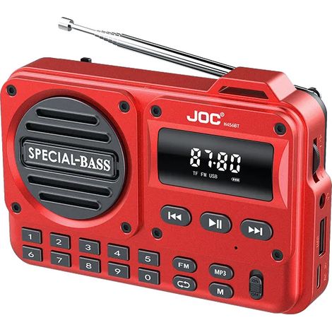 (Rouge) Radio FM - Caisson de basses - Enceinte Bluetooth - Carte TF - Clé USB - Prise casque 3,5 mm (1/5)