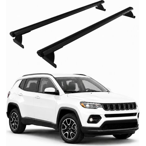 OMAC Heavy Duty Dachträger Querträger kompatibel mit Jeep Compass II 2017-2025 – 2 Stangen – Aluminium Schwarz