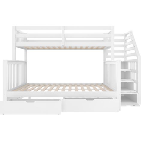 Cama alta infantil con cajones y almacenaje 90 x 200 y 140 x 200 blanca (1/5)
