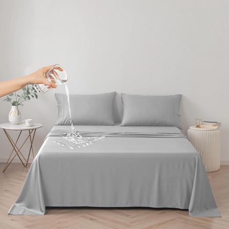 Couvre-lit imperméable, Drap de lit imperméable, protège-Matelas, Housse de canapé pour Chien, Chat, Enfants (Gris, Cal King/King 250 230cm) (1/5)