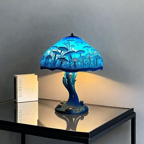 Lámpara de mesa Mushroom C (funciona con pilas) - Lámpara de mesa retro - Luz nocturna con animales 3D - 17 cm - Adorno de luz LED 3D
