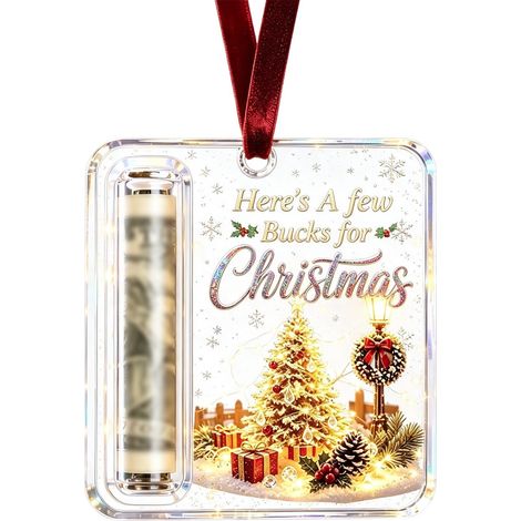 Porte-monnaie de Noël en acrylique à suspendre, étiquette porte-monnaie en forme de traîneau du Père Noël, décoration pour sapin de Noël (1/5)