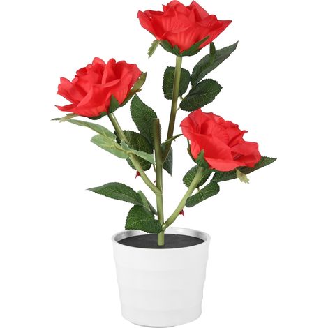 Lampe artificielle à 3 LED en forme de rose, simulation de fleur à énergie solaire, lampe LED pour bonsaï, décoration pour la maison (1/5)