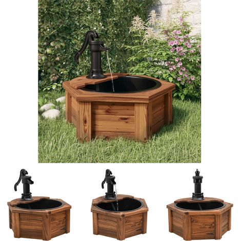 The Living Store Gartenbrunnen mit Pumpe 57x57x53 cm Massivholz Tanne - Brunnen & Wasserfälle