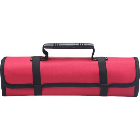 Sac à outils roulant Oxford rouge, pochettes multiples, poignée renforcée, fermeture éclair, épais, pour électricien (1/5)