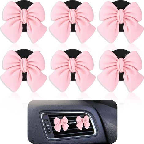 CCYKXA 4cm Set of 6 Car Air Fresheners with Pink Bow - Interior Accessory for Women and Girls - Aromatherapy - Essential Oil Diffuser for Car Decoration