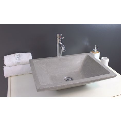 ONDEE - Lavabo Rectangular para colocar TAMARA - 40cm - Terrazzo - Sin rebosadero - Gris (1/5)