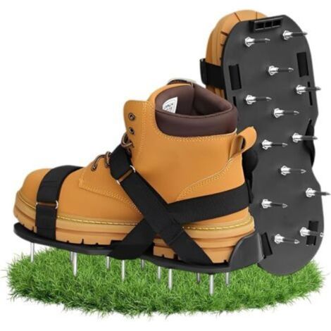 Scarificateur Gazon – Aérateur Gazon Chaussure, 3 Sangles Réglables à Boucle Pointes Haute Performance Scarificateur Idéal pour Jardin, Herbe de Sol (1/5)