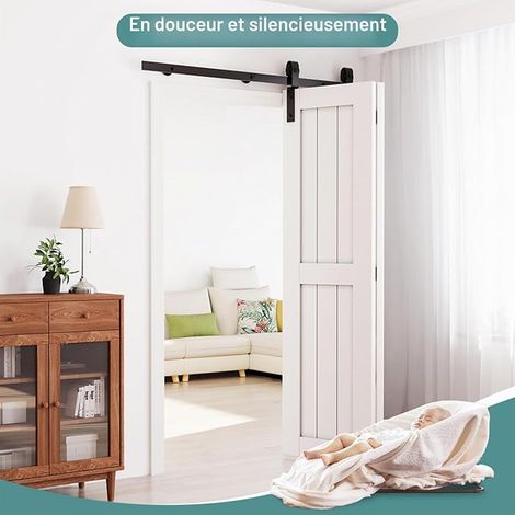 3.3FT/100CM Porte Coulissante Pliante Interieur Noir Rail Porte Coulissante (1/3)