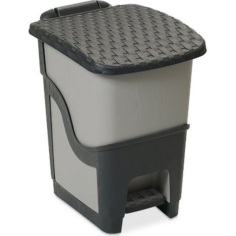 Dea Home Z441M095 Pattumiera Rattan Bin, 18 L, 28x35x40, Antracite/Tortora