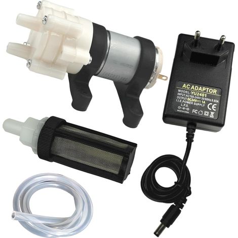 1 Kit Pompe à diaphragme 385, DC 24V, Silencieuse, Avec filtre et tuyau, Pour table à thé