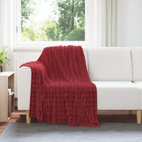 Überwurfdecke Bordeauxrot 150 x 130 cm Fleece