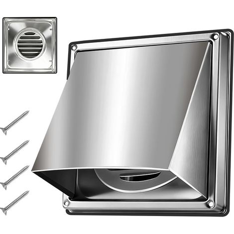 Rejilla de ventilación con lamas de acero inoxidable de 125 mm, resistente a la intemperie.