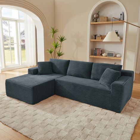 Sofá esquinero modular 252,5x163x65 cm de tela gris oscuro FloraGrace (1/5)