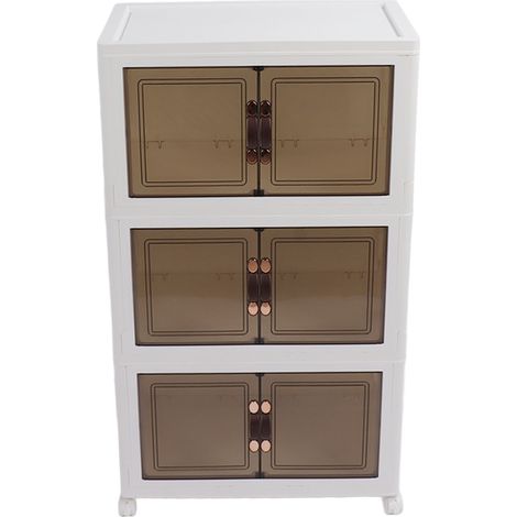Bacs de rangement pliables empilables, étanches à la poussière, organiseurs avec couvercles, 4 roulettes mobiles, grande capacité, épais 3 couches, 45x30x77cm (1/5)
