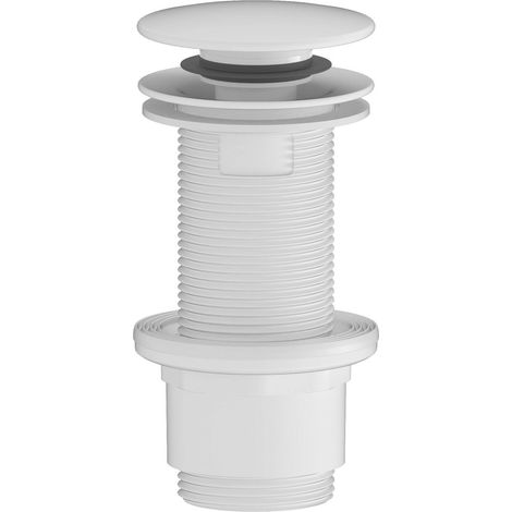 Bonde de lavabo 5/4", clic-clac, gros bouchon, 10-80mm, ABS/blanc mat (1/3)