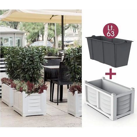 FIORIERA KIT ARREDO CON VASCA INTERNA 80X42,5XH42 RESINA COLORE BIANCO