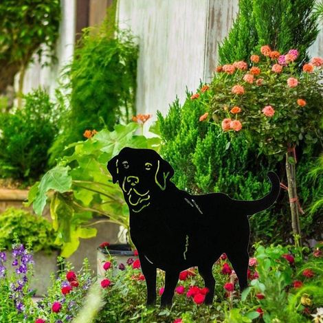 Paletto da giardino in metallo nero per cani – decorazione per prato con cuccioli – decorazione per esterni