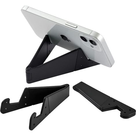 Support pliable pour téléphone portable Mini - Multifonctionnel, réglable, compatible avec téléphones et tablettes, design compact - Noir