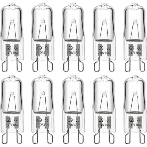Ampoule halogène G9 40 W 230 V, 480 lm, 2900 K, blanc chaud, dimmable, ampoules capsules G9, lot de 10 (1/5)