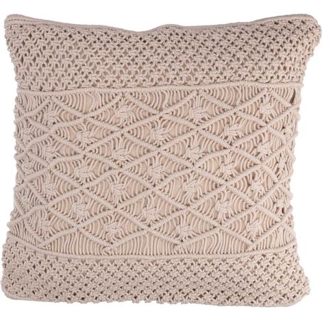 Fodera per Cuscino Decorativo Quadrato 45x45 cm in Tessuto Macramè Ecrù
