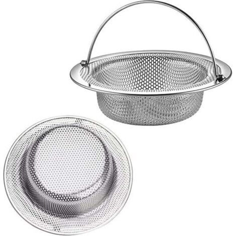 Filtro per lavello da cucina, 2 filtri per lavello con manico in acciaio inox, griglia per lavello da cucina, tappo per lavello da cucina, filtro anti-intasamento per lavello da cucina/bagno (diametro