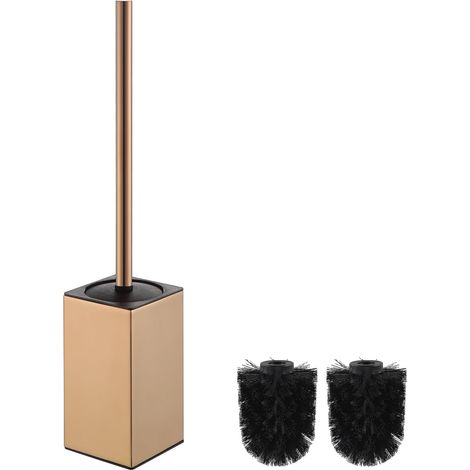 Brosse WC Carrée en Rose Doré  Porte-brosse WC en Acier Inoxydable avec Support Hygiénique  Inoxydable et Élégant pour Salle de Bain et Hôtel (1/5)