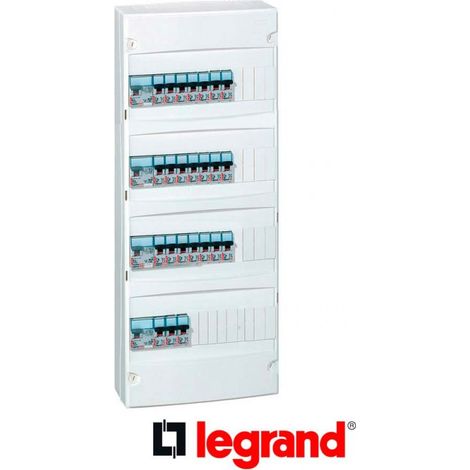 Legrand – Tableau équipé 4 rangées 13 modules – 4 interrupteurs différentiels 40A 30mA – Disjoncteurs DNX 2A à 32A – Coffret non câblé