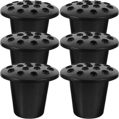 Lot de 6 Porte-fleurs de Cimetière en Plastique Noir, 16 Trous, Vase Commémoratif pour Fleurs Fraîches ou Artificielles, Support Décoratif pour Tombe, Ornement Funéraire Solide (1/5)