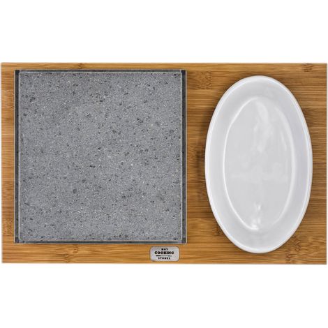 Pietra Lavica 19x19 cm con Insalatiera e Supporto in Legno di Bamboo Classic (1/4)