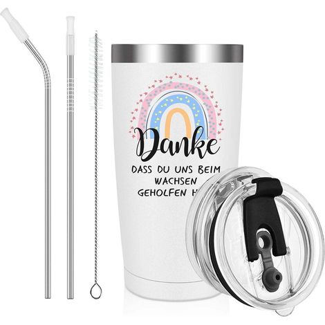 Kaffeebecher 600ml mit Deckel & Strohhalm - Geschenk Lehrerin Abschied Danke (1/5)