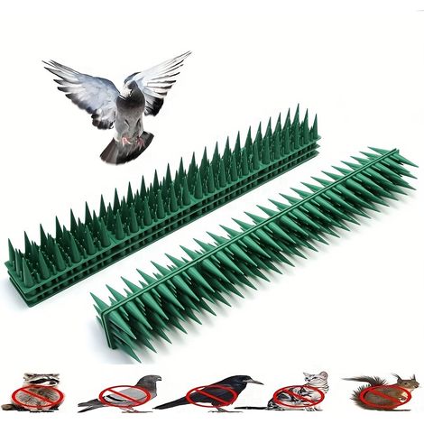 Clous anti-oiseaux, clous anti-pigeons, clous de clôture, clous anti-oiseaux et anti-rats - longueur totale 15 pieds, vert 10 pièces (1/5)