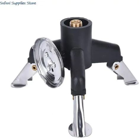 Réchaud à gaz portable pour camping en extérieur avec cartouche de gaz, adaptateur pour trépied et réservoir. (1/4)