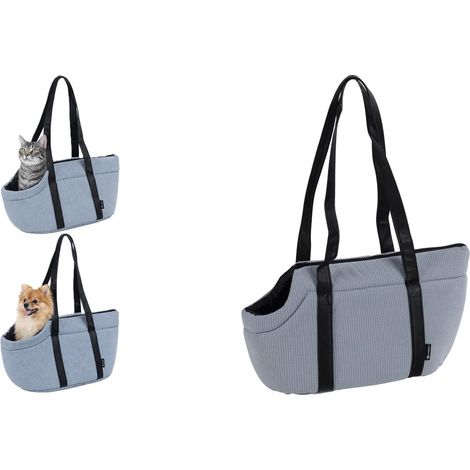 1 Sac de transport chat chien, polyester, ouverture dessus, coussin amovible, sangle intérieure, 46x23x25 cm
