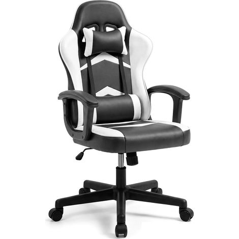 Silla gaming reclinable y con altura ajustable 116-125 cm Raptor Negro - Blanco 68cm (ancho) x 125cm (alto)