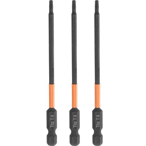 3Pcs Embout Tournevis Torx T8 1/4" Hex Shank Longueur 4" (100mm) (1/5)