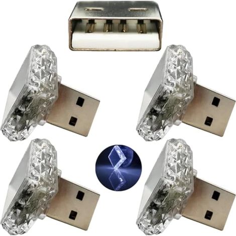 Mini veilleuse USB carrée (tactile) blanche 4Pcs 5V/1A Feux Secours lumière ambiante USB matériau PC adaptée à diverses prises USB telles que les banques d'alimentation et les voitures (1/5)