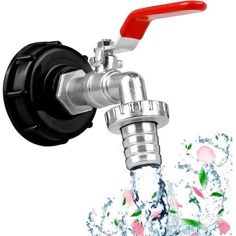 Robinet - Adapter für 1000L-Tank - IBC-kompatibel - Aus Kunststoff und Metall - Einlass 60 cm - Auslass DN40/50