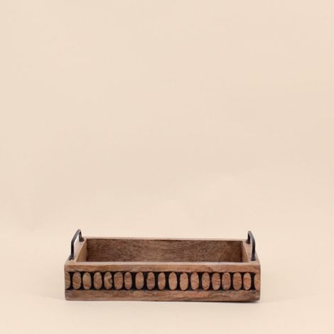 Plateau en bois avec poignées 30x21cm (1/4)