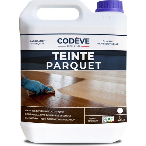 Codève Bois – Teinte parquet 5 L – Chêne – Pouvoir tinctorial élevé – Pour tous types d'essences de bois – Application facile avec brosse ou chiffon