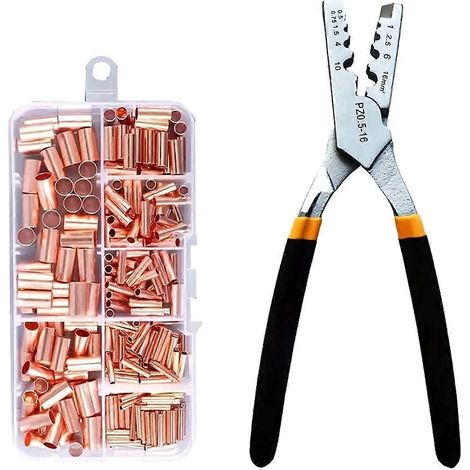 Crimp-Kabelschuh-Set für Kupferkabel mit Crimpzange (siehe Abbildung) (1/5)