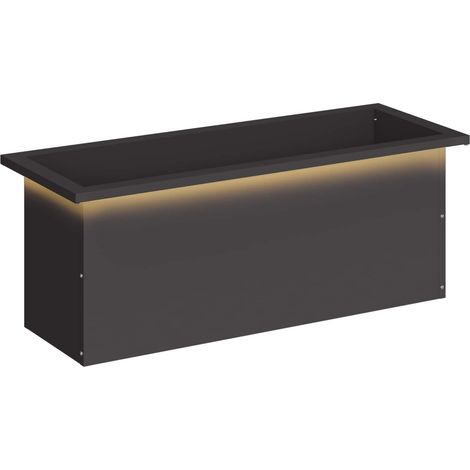 Garden Planter with LED Black 30 x 80 x 30 cm Steel vidaXL (1/5)