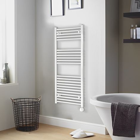 Heatwave Ballad White Thermostatic Electric Ladder Towel Rail 1186mm (H) x 450mm (W) (1/2)