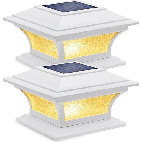 Lampadaire Solaire Lampe Solaire Exterieur 2 Modes Éclairage LED lumière Étanche Décorations pour 4x4 5x5 6x6 Poteaux En Bois Jardin Clôture Patio (2 PACK) (1/5)