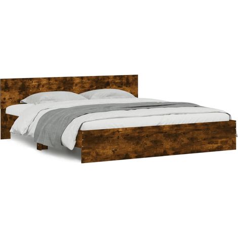 Maison Exclusive - Estructura de cama con cabecero roble ahumado
